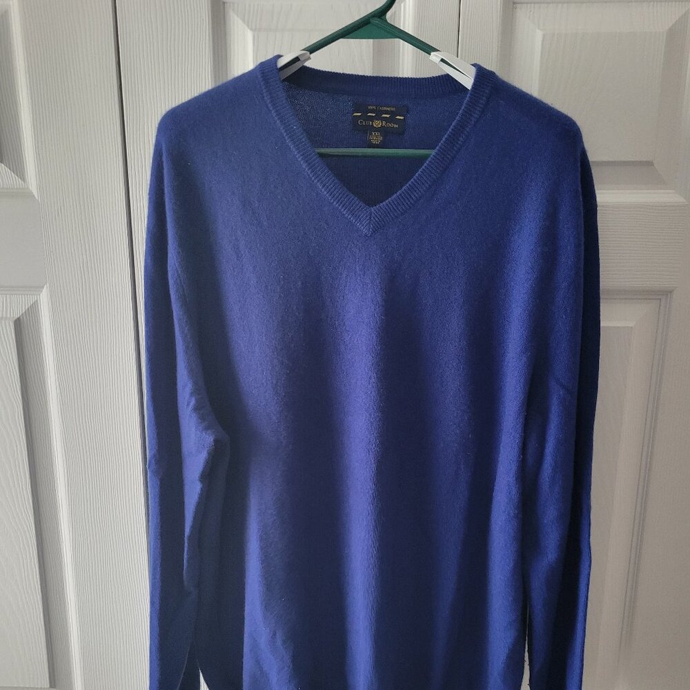 Club Room Cashmere V-Neck Sweater - Royal Blue